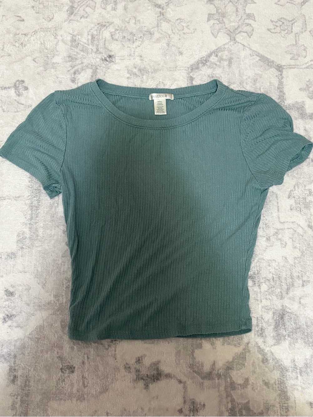 Teal Ribbed Short Sleeve Top
